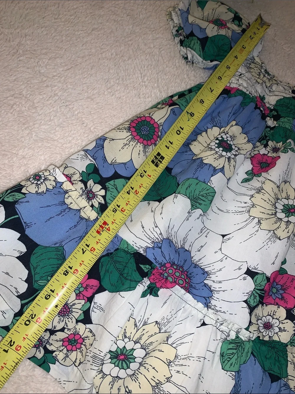 GAP Floral Puff Sleeve Dress 4 EUC White Blue Pink